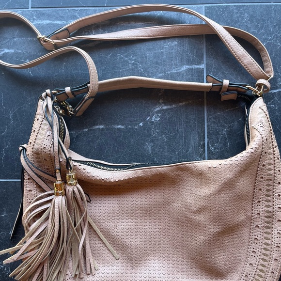 Vegan Nude Color Cross Body Bag , Half Moon - Picture 8 of 13